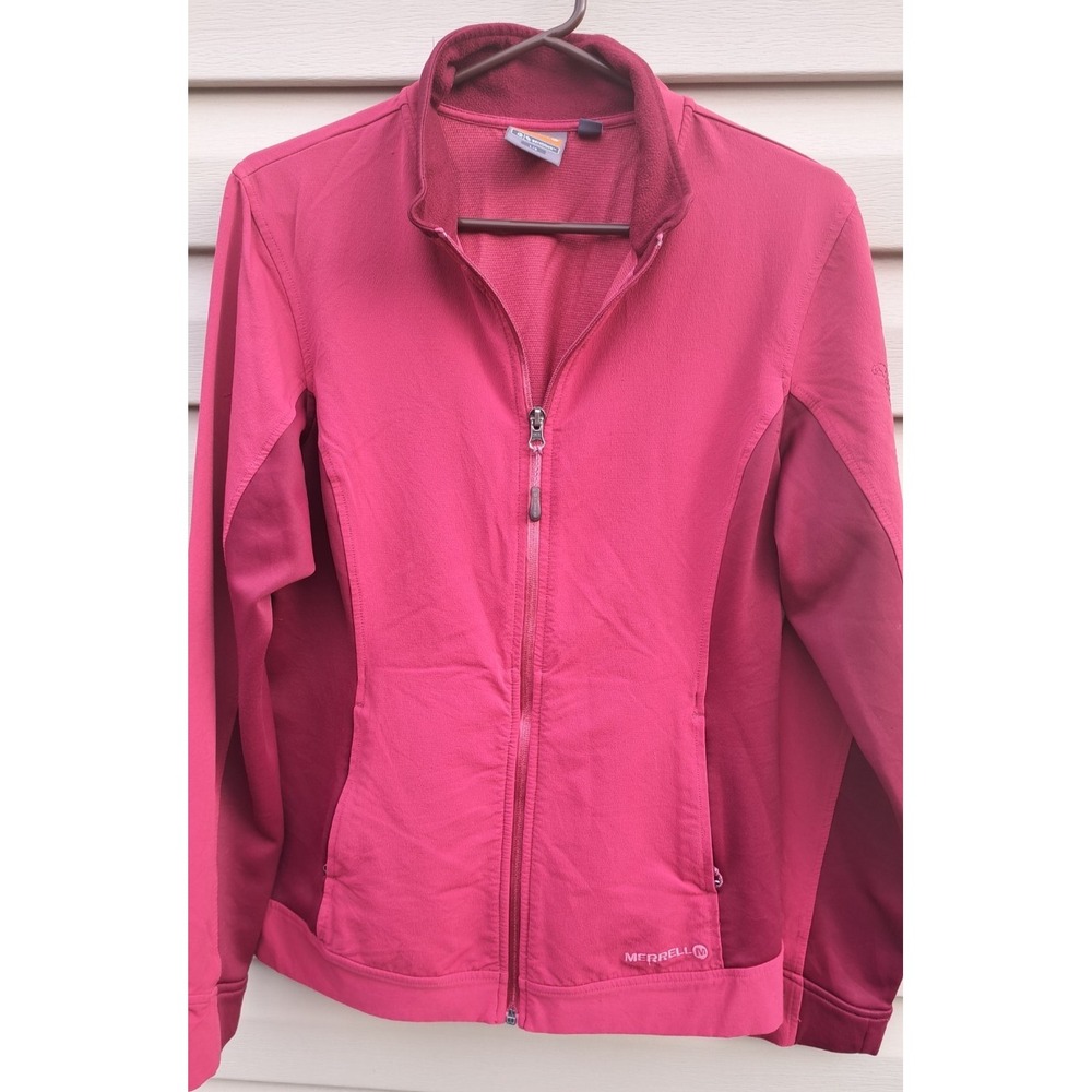 Merrell Womens L Burgundy Full Zip Activewear Jacket Stretch Athletic Sweatshirt